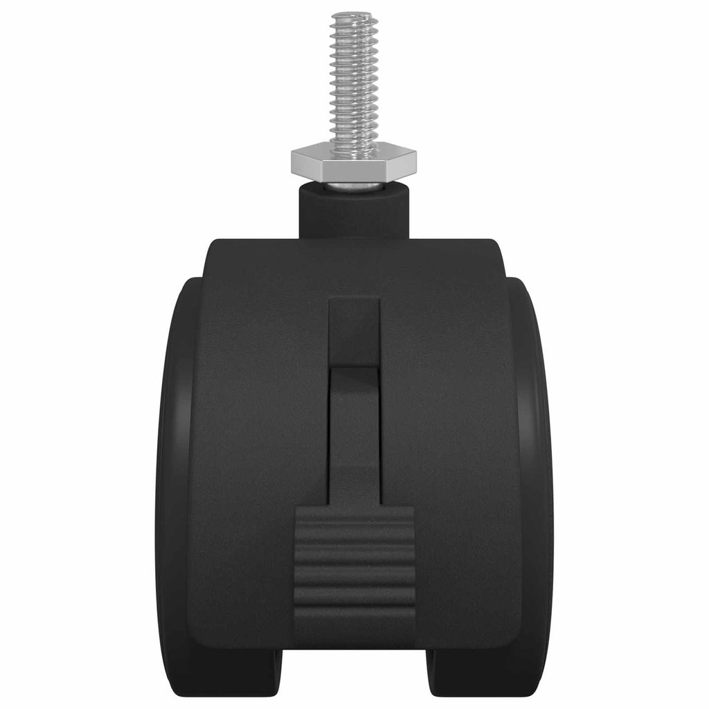 Caster 2 pcs Black and Silver 37.8 x 40 mm Iron and PP