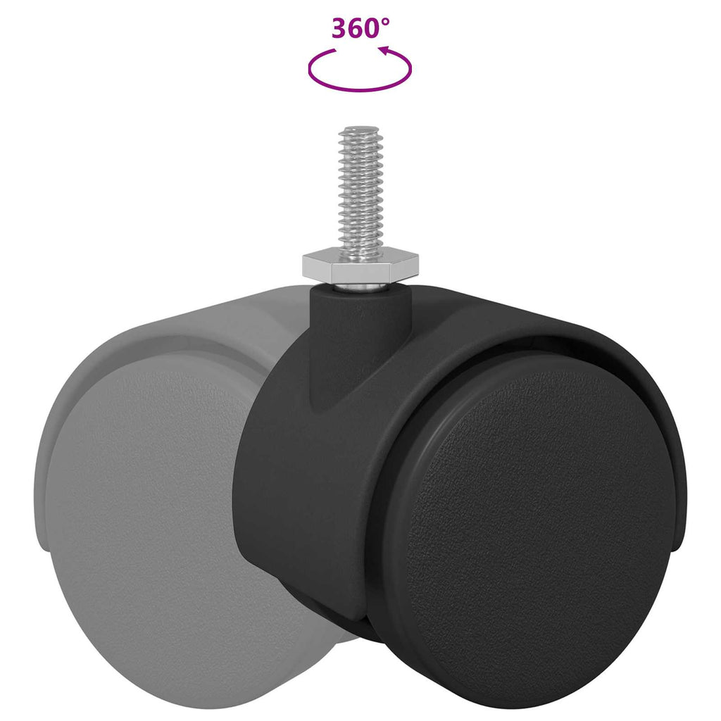 Caster 12 pcs Black and Silver 37.8 x 40 mm Iron and PP