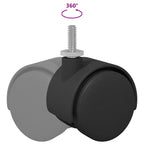 Caster 12 pcs Black and Silver 37.8 x 40 mm Iron and PP