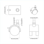 Caster 12 pcs Black and Silver 37.8 x 40 mm Iron and PP