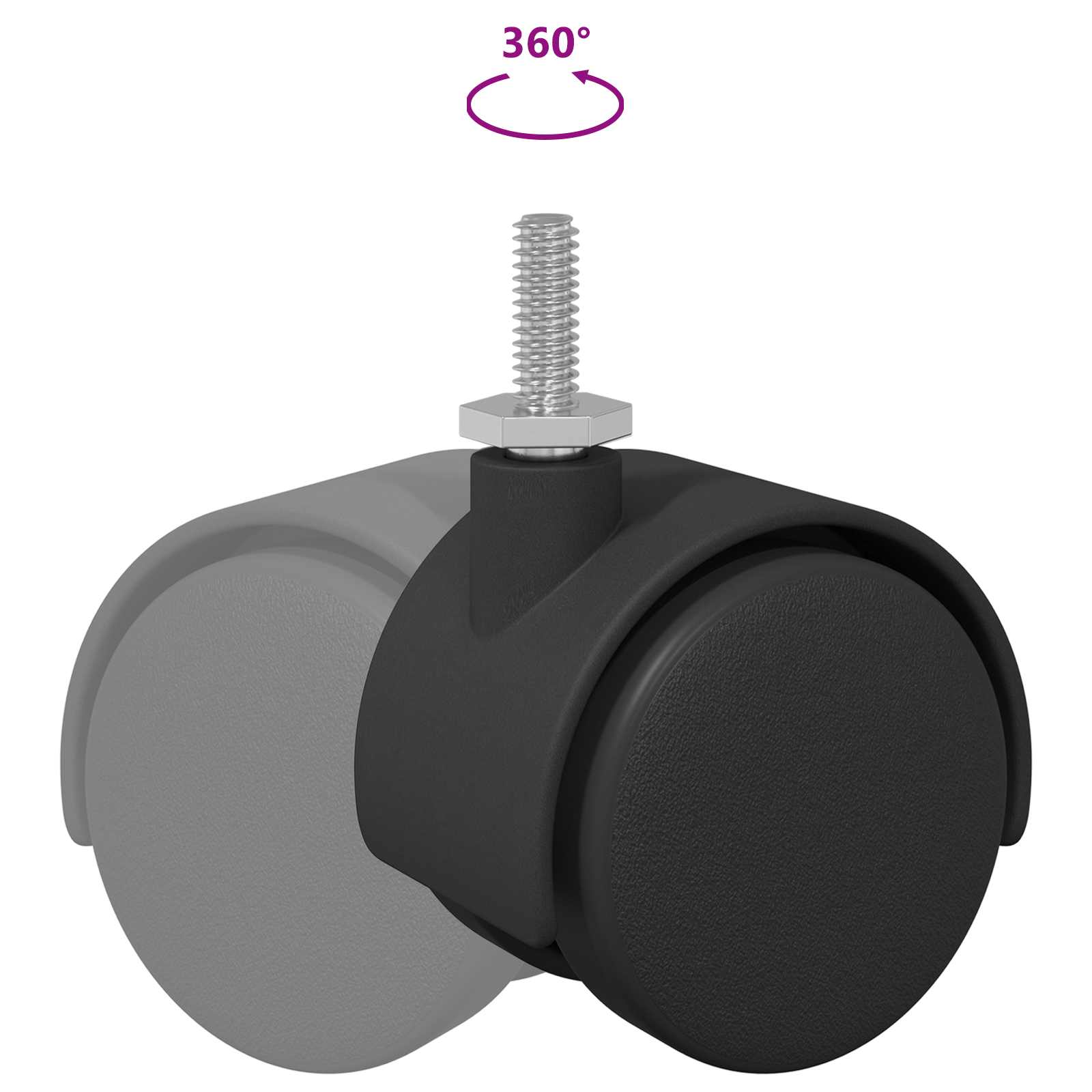 Casters 2 pcs Black 40.1 x 40.1 x 37.8 mm PP and Iron