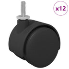 Casters 12 pcs Black 40.1 x 40.1 x 37.8 mm PP and Iron