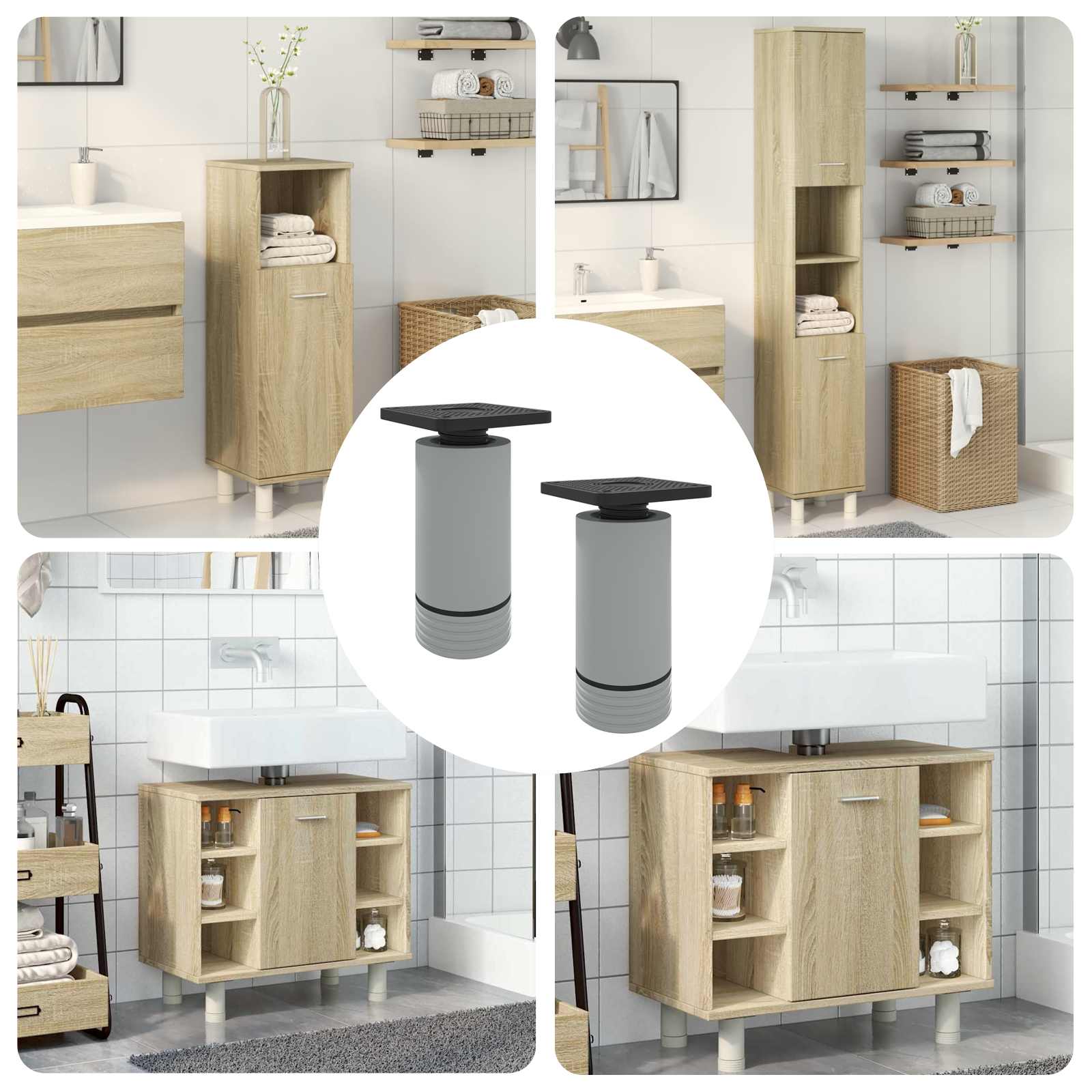 Furniture Feet Adjustable 2 pcs White 64 x 64 x 100 mm PP