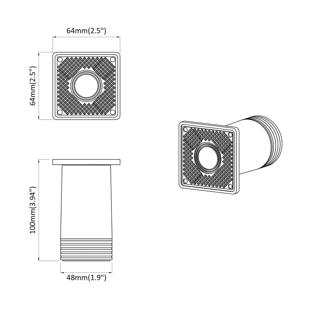Furniture Feet Adjustable 2 pcs White 64 x 64 x 100 mm PP