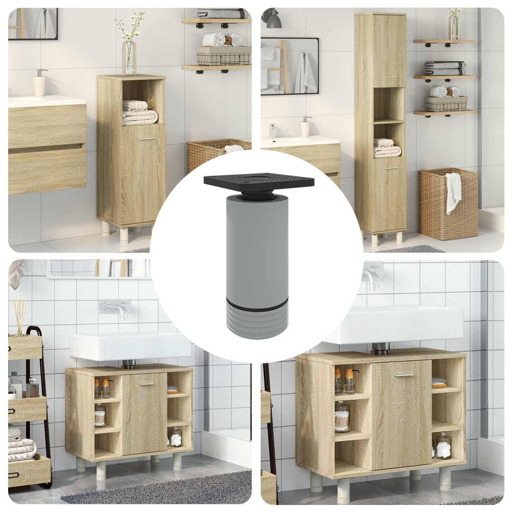 Furniture Feet Adjustable 12 pcs White 64 x 64 x 100 mm PP