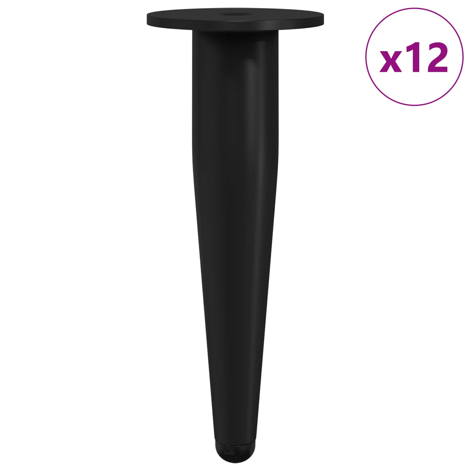 Furniture Feet 12 pcs Black Ø 40 x 98 mm Iron