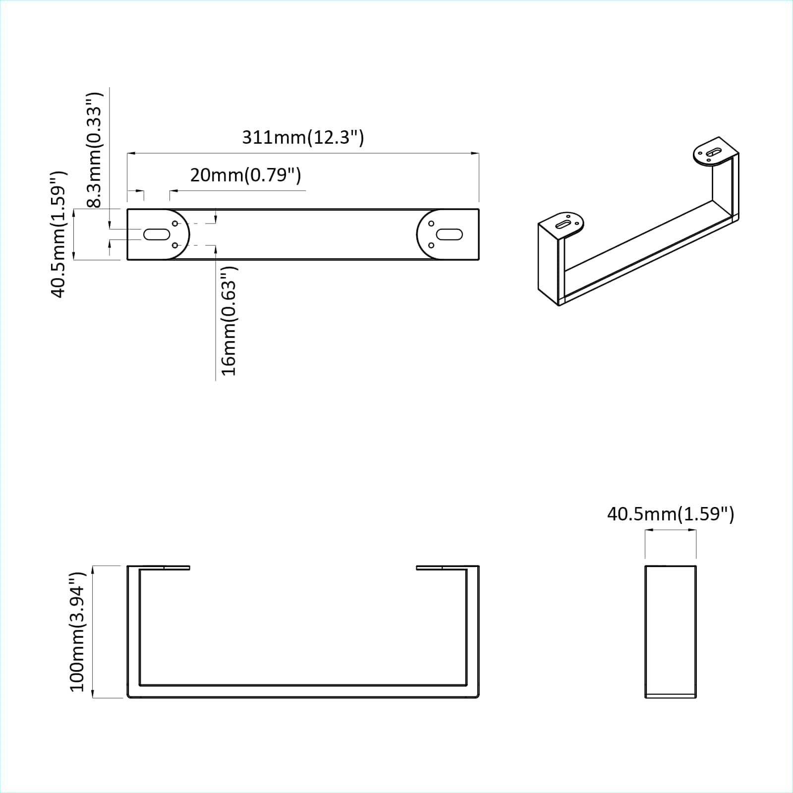 Furniture Feet 12 pcs Black 31.1 x 4 x 10 mm Iron