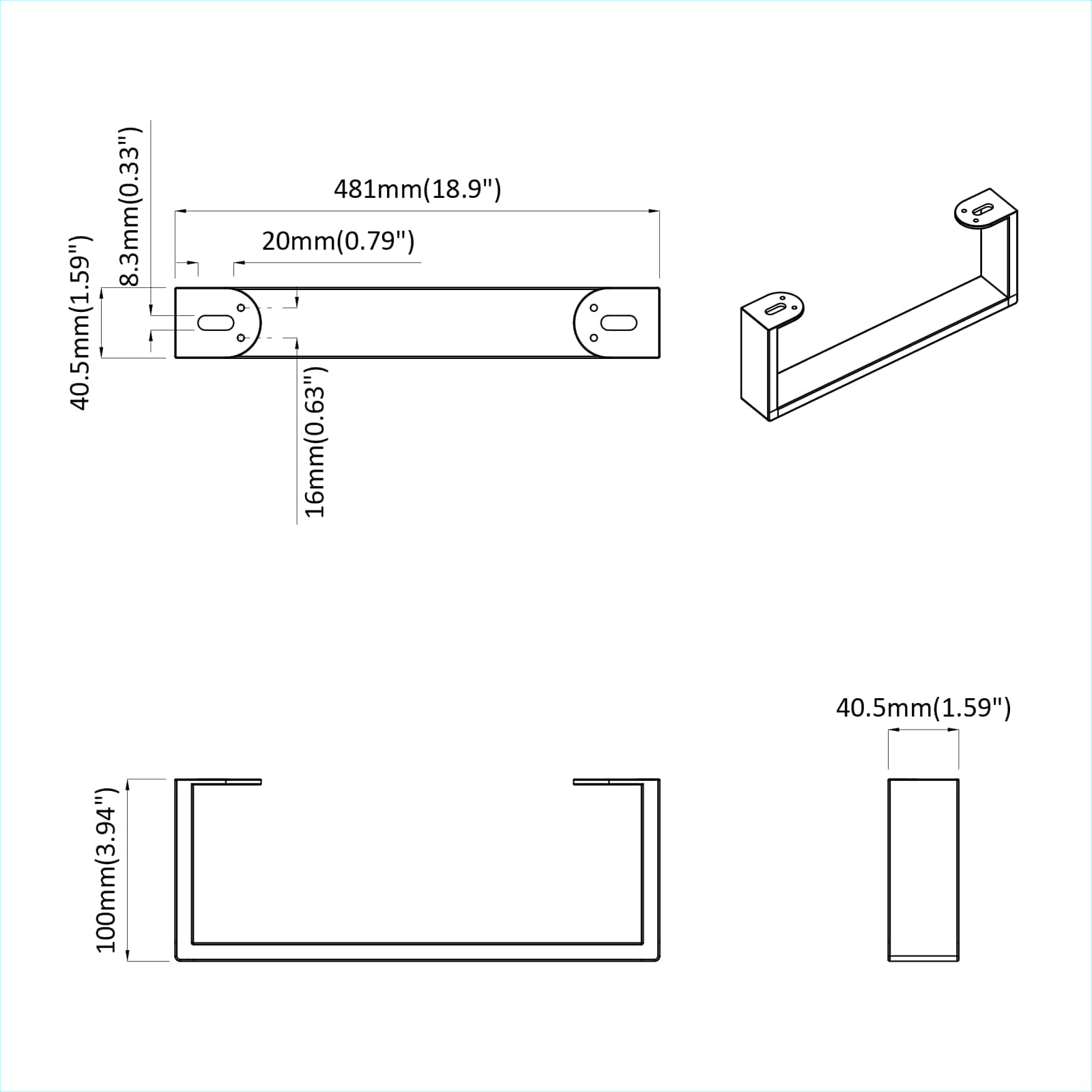 Furniture Feet 12 pcs Black 48.1 x 4 x 10 mm Iron