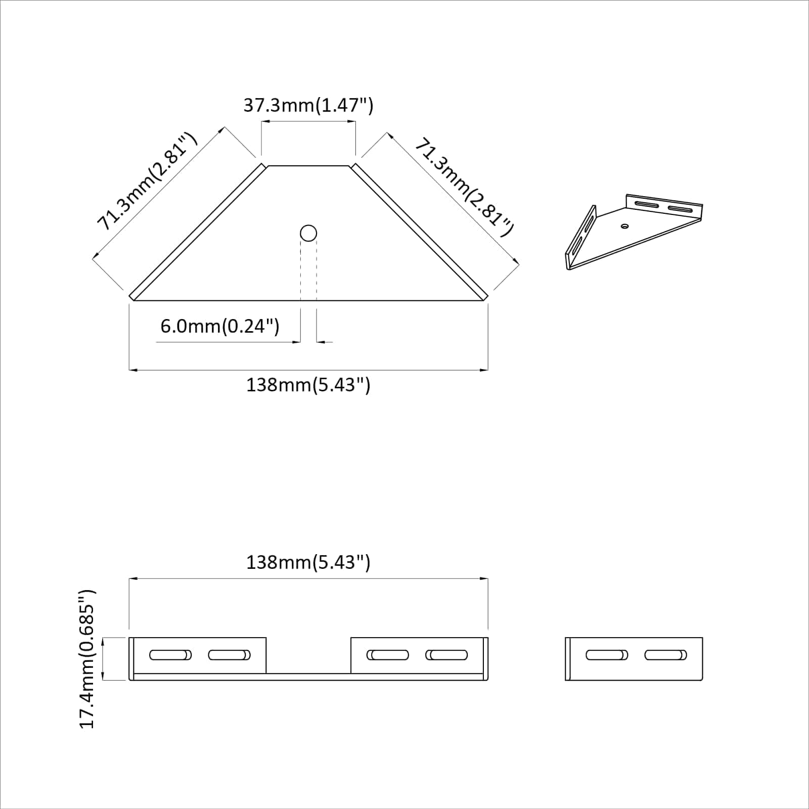 Corner Bracket 2 pcs Black 138.5 x 50.5 x 16 mm Iron