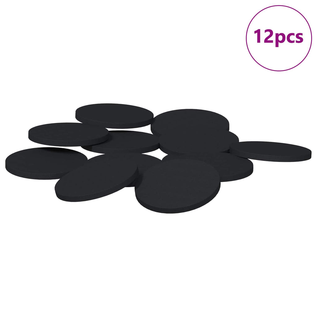 Furniture Feet Pads 12 pcs Black Ø 30 x 2 mm EVA