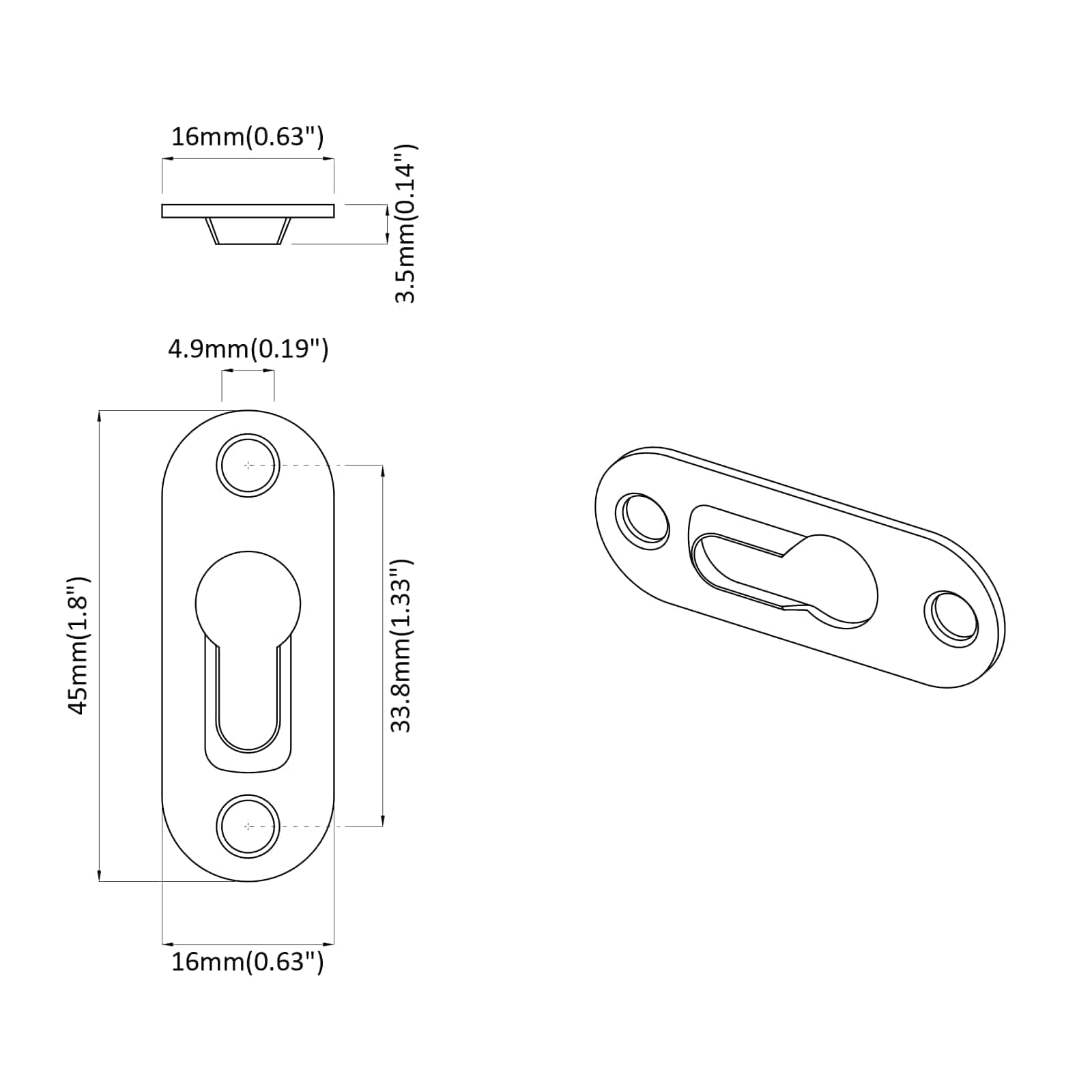 Keyhole Hanger 3673 pcs Silver 45 x 16 x 3.5 mm Iron