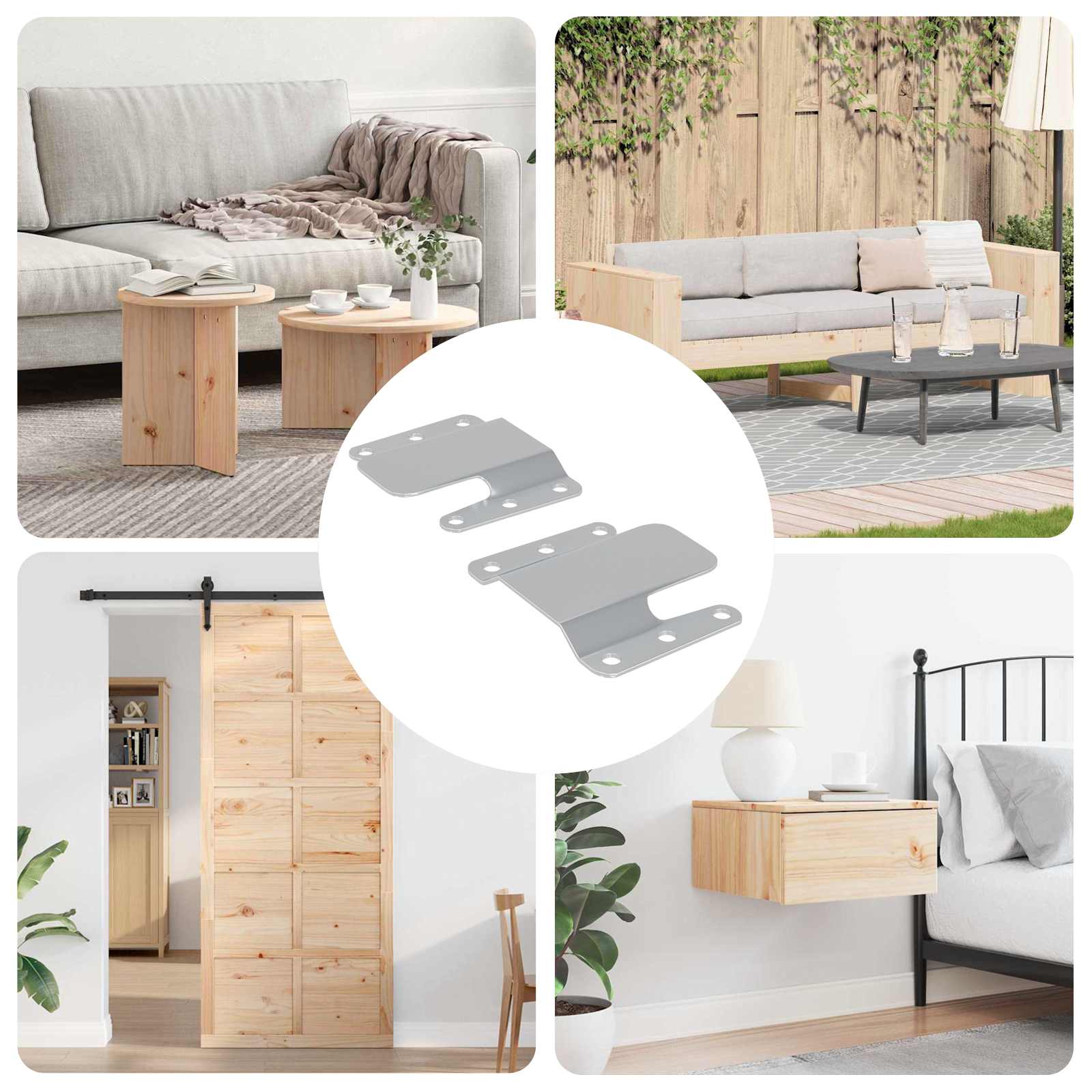 Flush Mount Bracket 2 pcs Silver 75 x 66 mm Steel