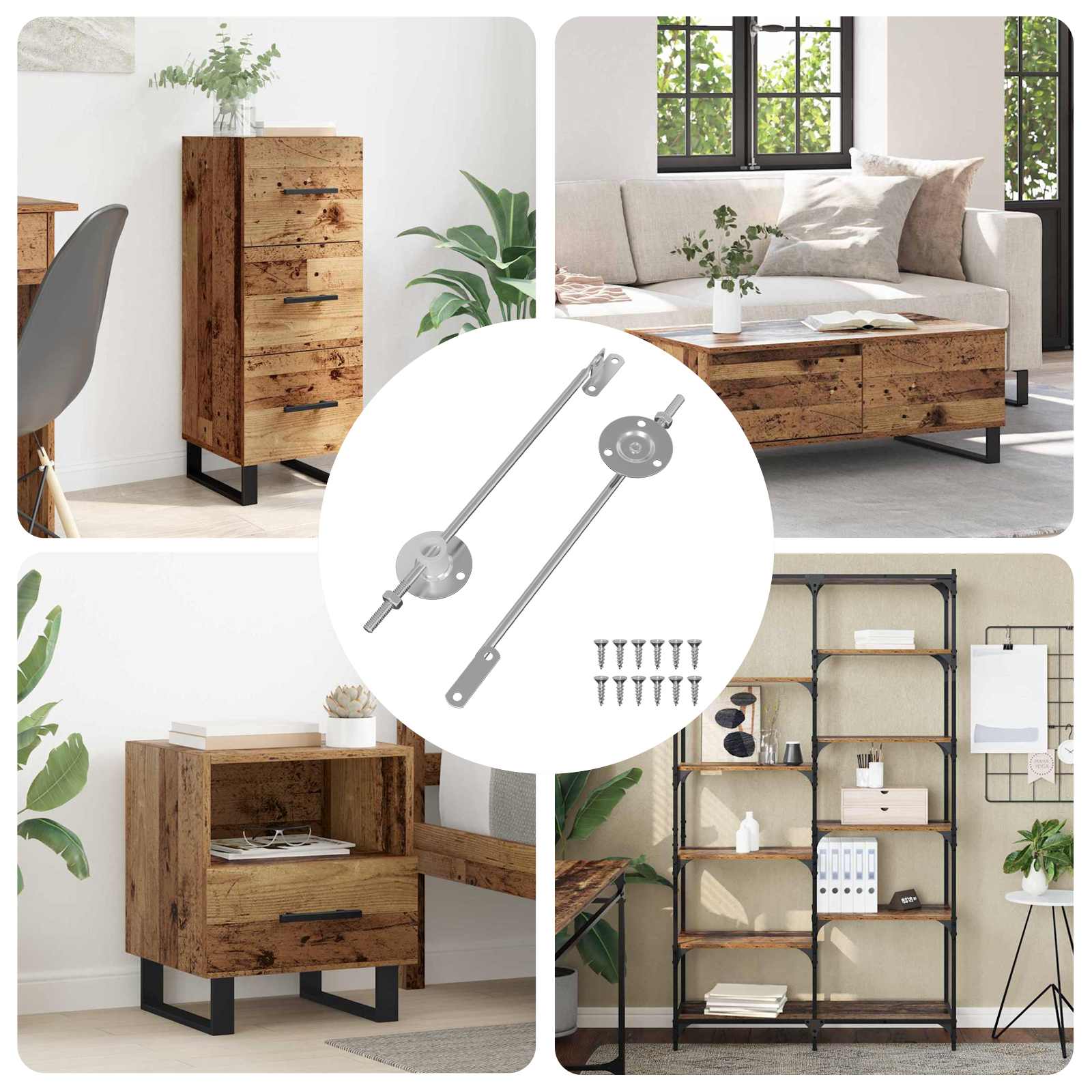 Lid Support Hinge 2 pcs Silver 194 x 36 x 18 mm Iron