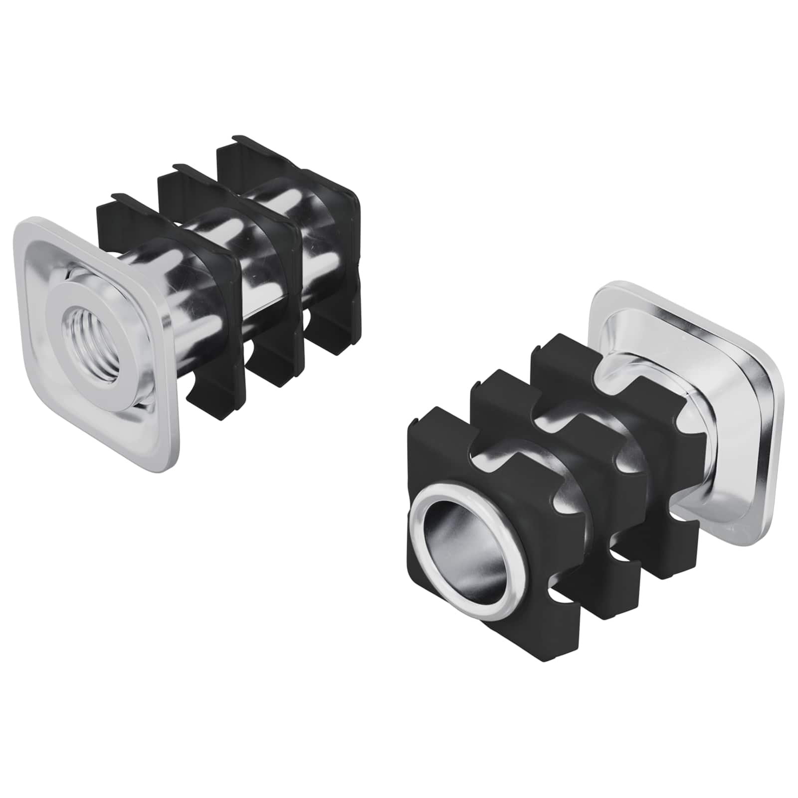 Threaded Tube Insert 2 pcs Black and Silver Galvanised Steel