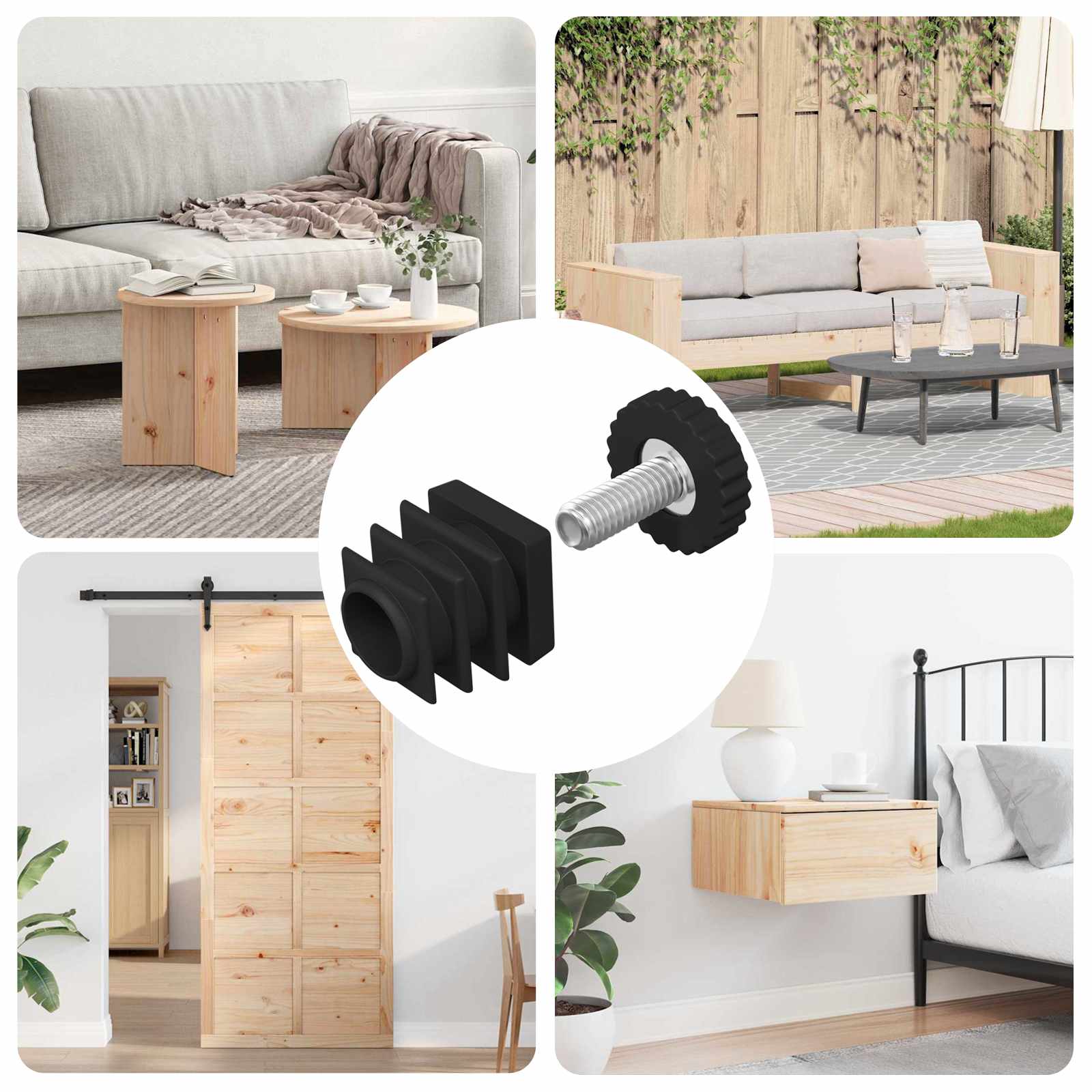 Furniture Levelers Adjustable 12 pcs Black M6 PP