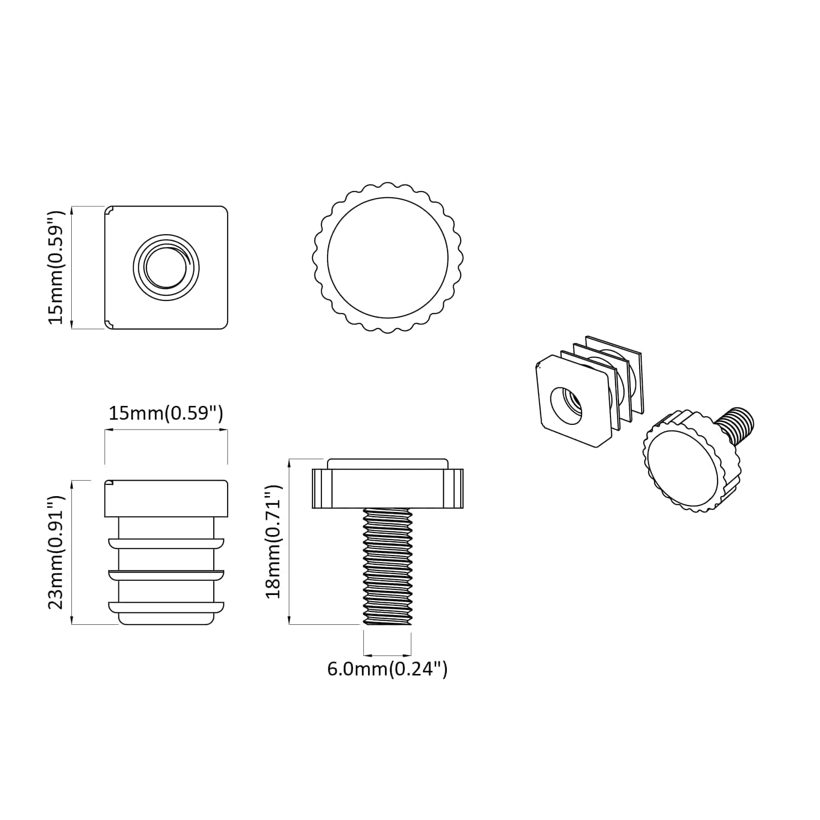 Furniture Levelers Adjustable 12 pcs Black M6 PP