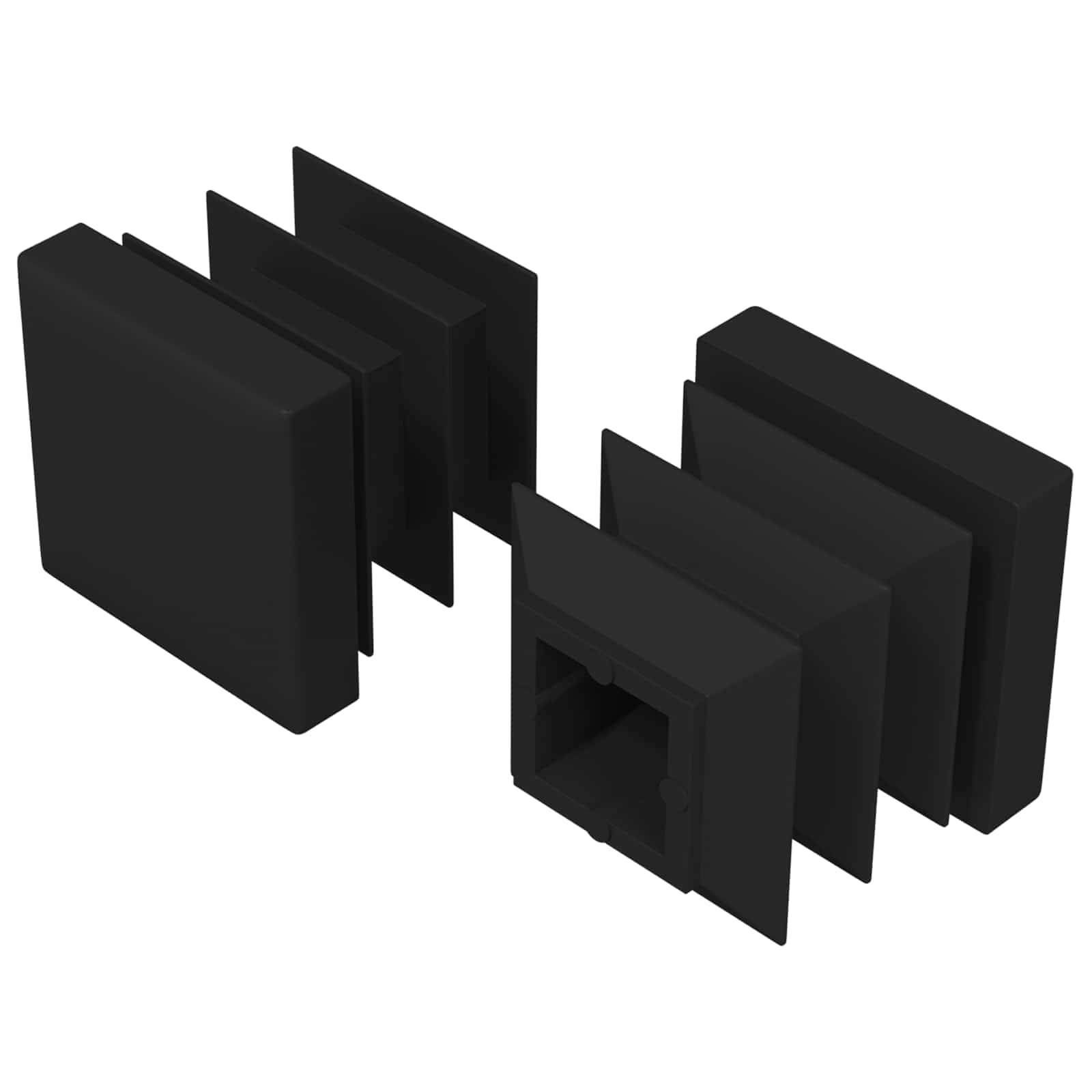 End Caps 2 pcs Black 15 x 15 x 15 mm PP