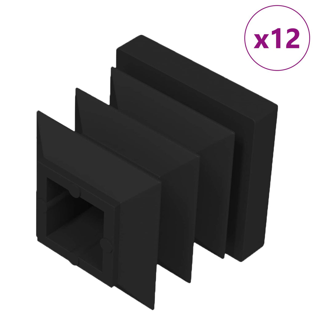 End Caps 12 pcs Black 15 x 15 x 15 mm PP