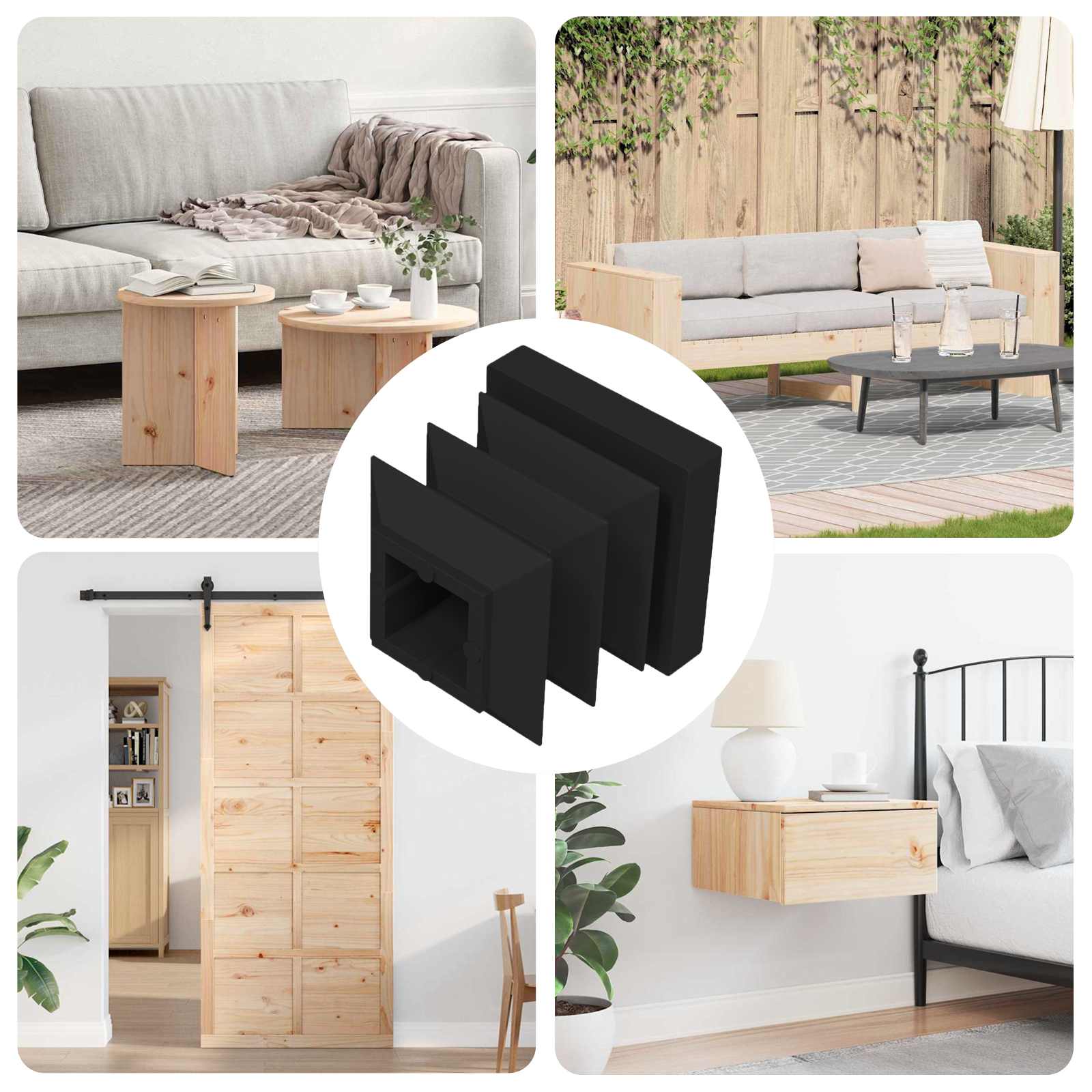 End Caps 10909 pcs Black 15 x 15 x 15 mm PP