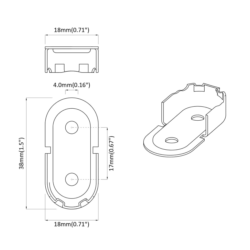 Closet Rod Bracket 2 pcs White Zinc 40 x 18 x 10 mm Iron