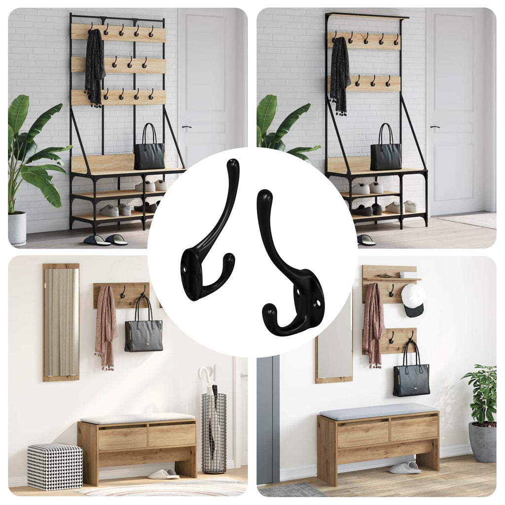 Clothes Hook 2 pcs Black 102 x 29 x 47mm Zinc Alloy