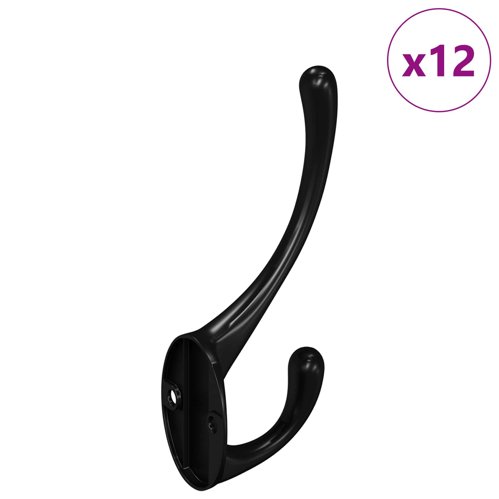 Clothes Hook 12 pcs Black 102 x 29 x 47mm Zinc Alloy
