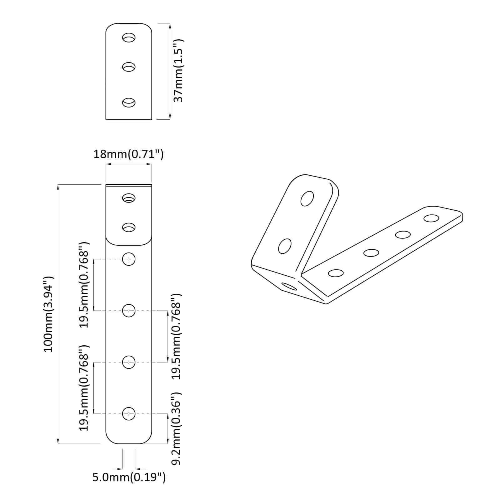 Hooks 2 pcs Black M5 x 110 mm Iron