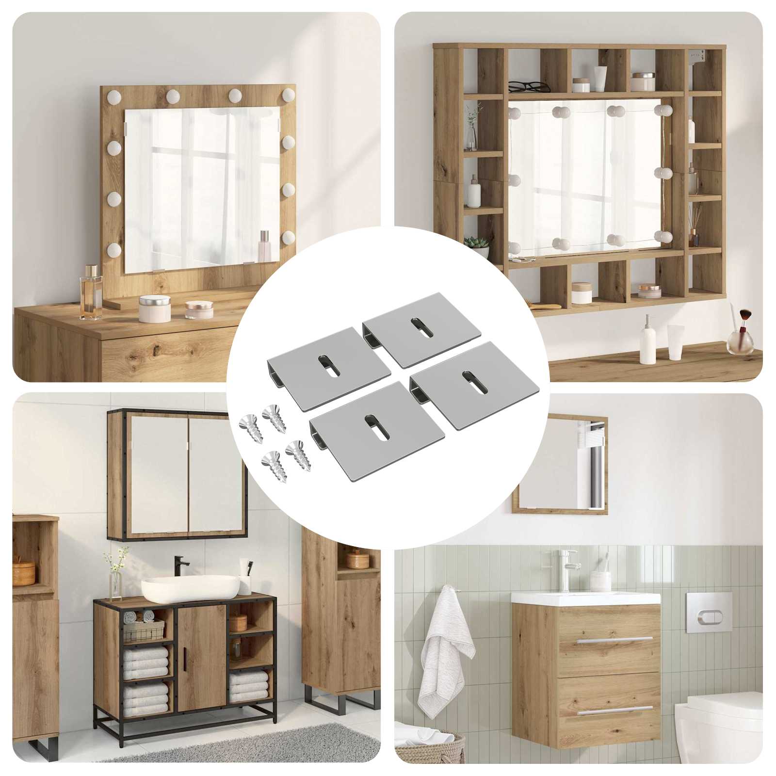 Mirror Hold Bracket 12 pcs Nickel 35 x 30 x 8.3 mm Steel