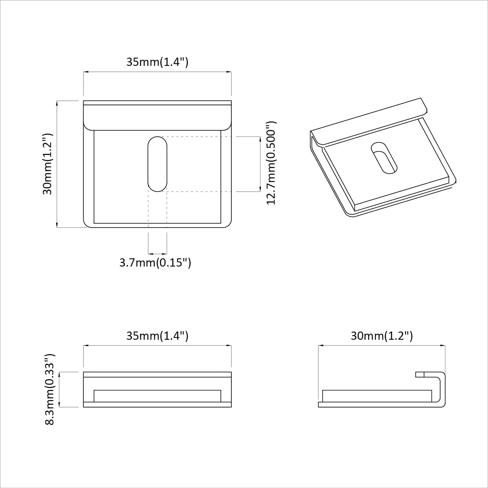 Mirror Hold Bracket 12 pcs Nickel 35 x 30 x 8.3 mm Steel