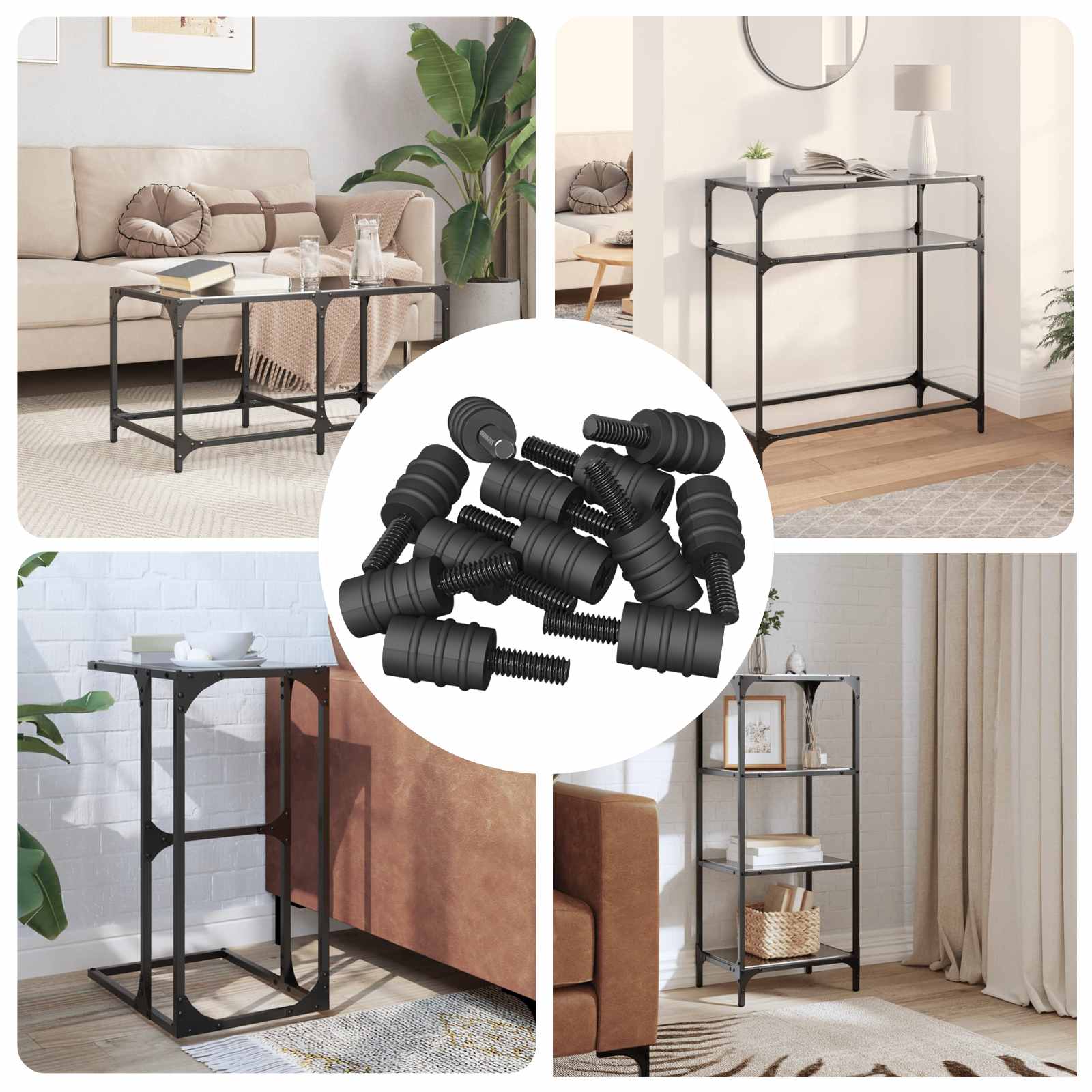 Standoff Screw 12 pcs Black M4 Rubber and Steel