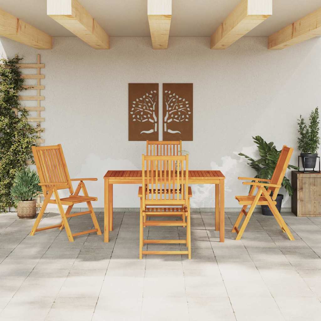 Garden Dining Set Folding 5 pcs Brown Solid Acacia Wood