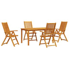 Garden Dining Set Folding 5 pcs Brown Solid Acacia Wood