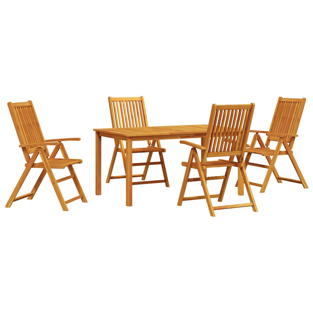 Garden Dining Set Folding 5 pcs Brown Solid Acacia Wood