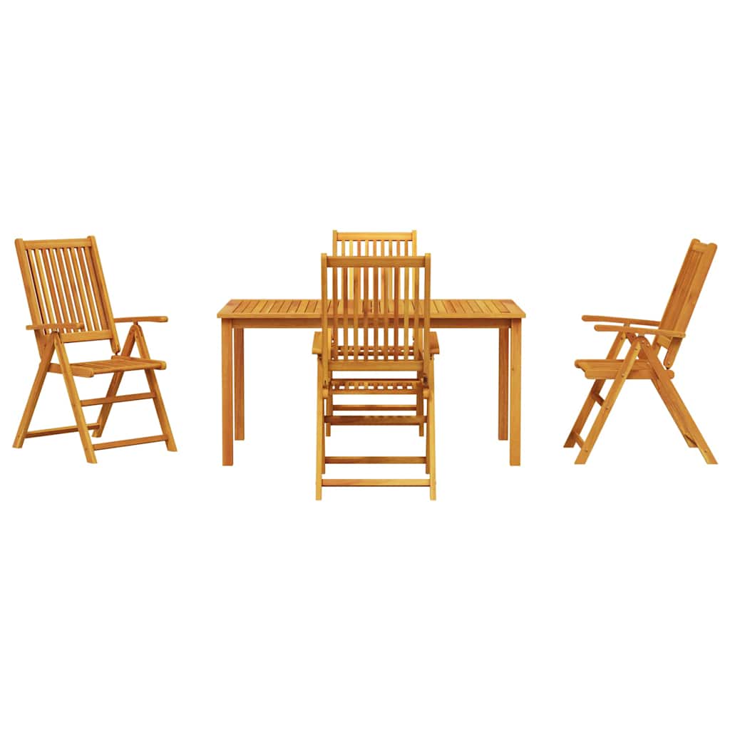 Garden Dining Set Folding 5 pcs Brown Solid Acacia Wood