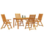 Garden Dining Set Folding 5 pcs Brown Solid Acacia Wood