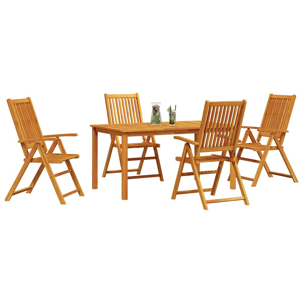 Garden Dining Set Folding 5 pcs Brown Solid Acacia Wood