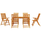 Garden Dining Set Folding 7 pcs Brown Solid Acacia Wood