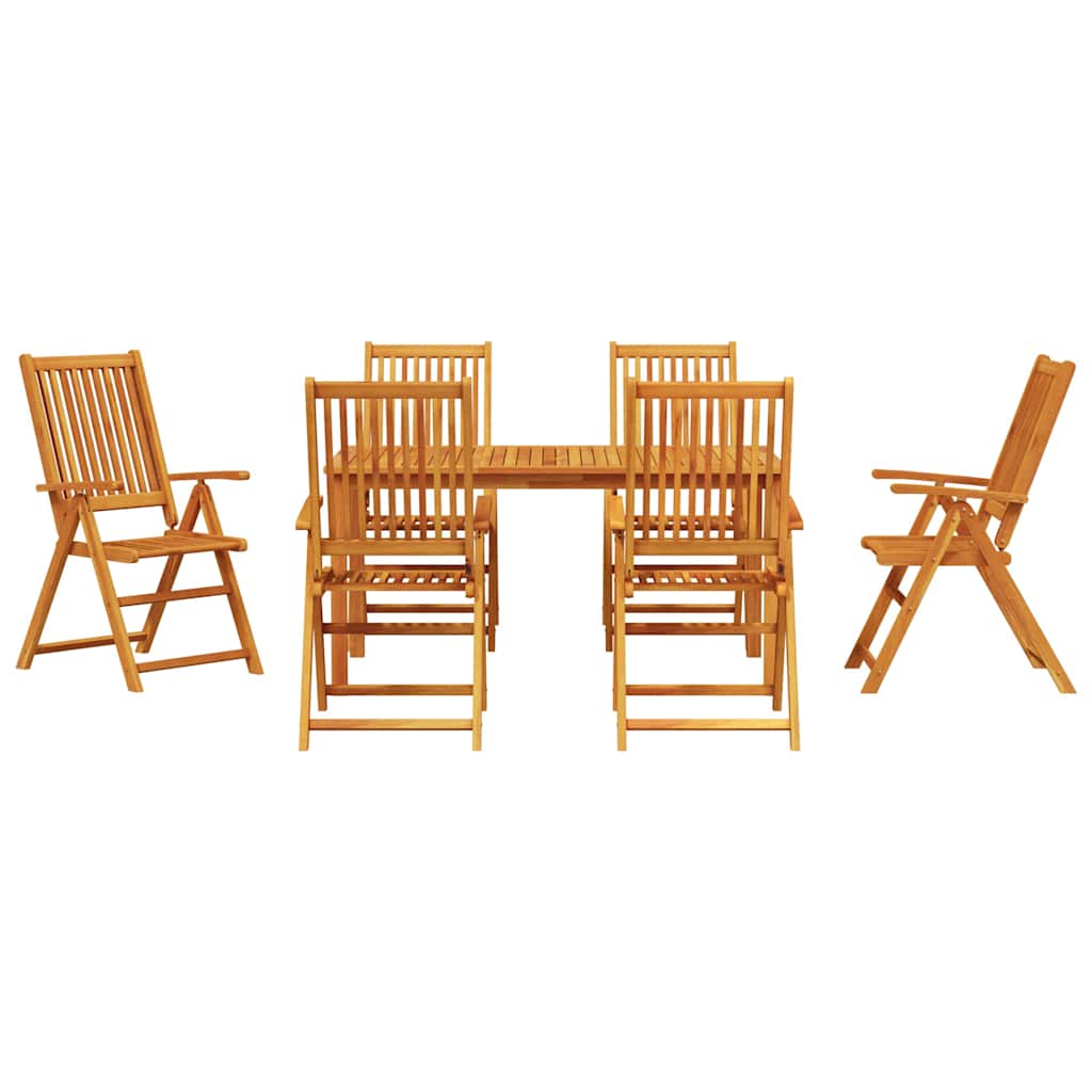 Garden Dining Set Folding 7 pcs Brown Solid Acacia Wood