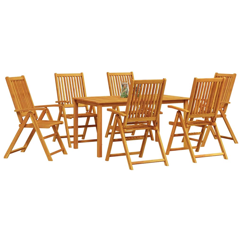 Garden Dining Set Folding 7 pcs Brown Solid Acacia Wood
