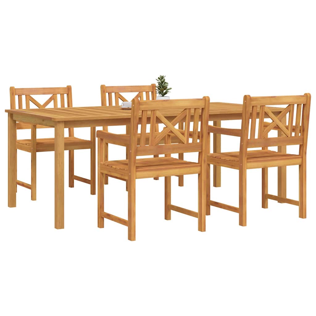 Garden Dining Set 5 pcs Brown Solid Acacia Wood