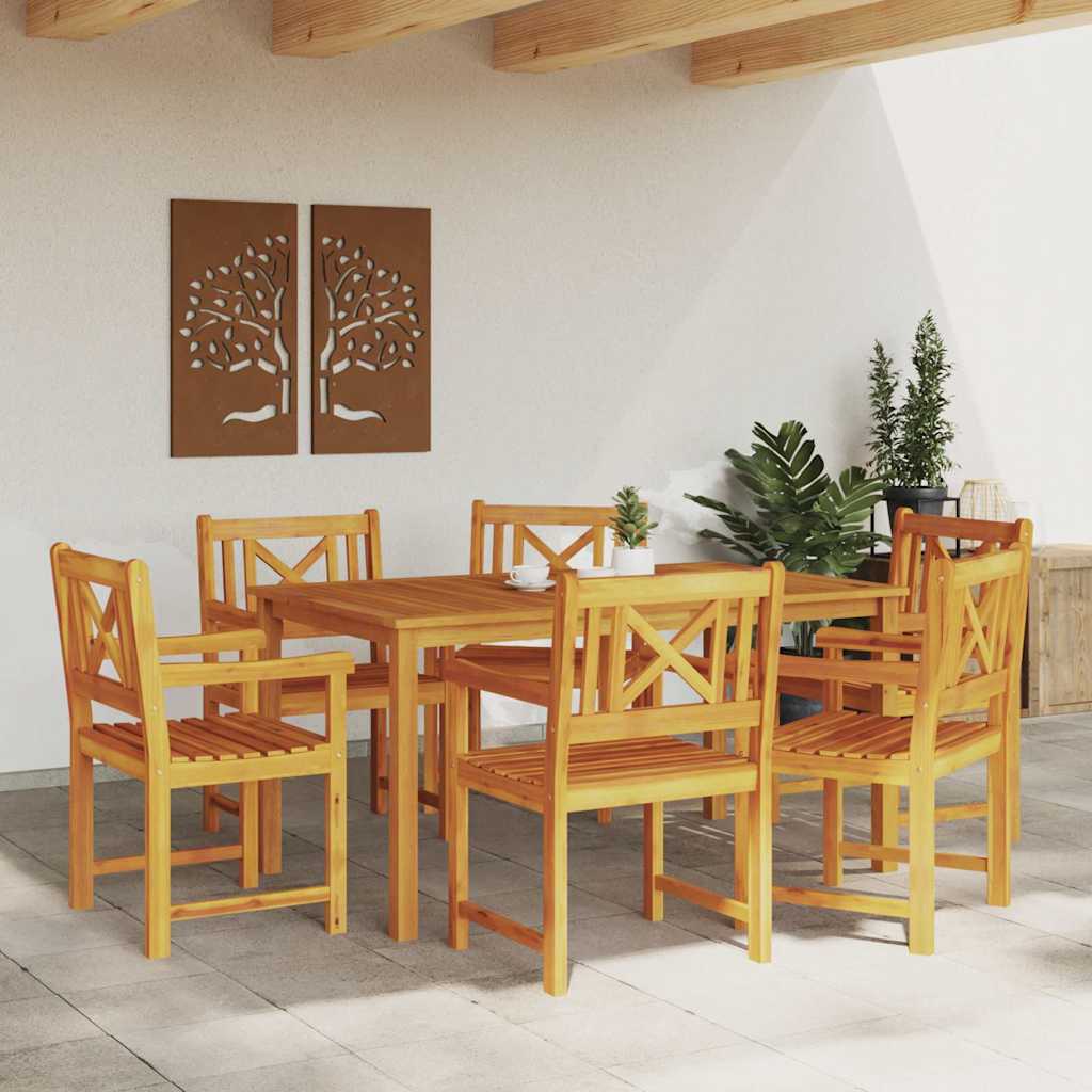 Garden Dining Set 7 pcs Brown Solid Acacia Wood