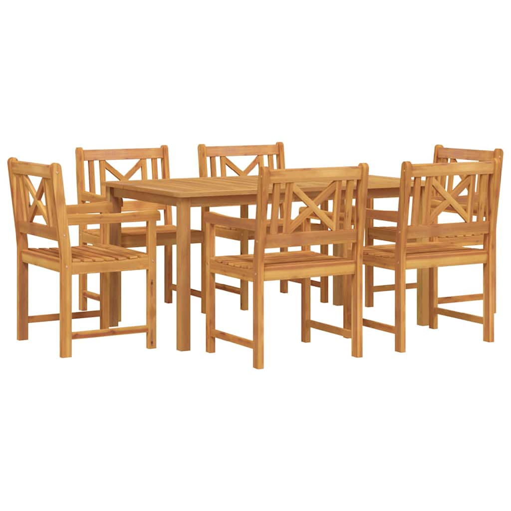 Garden Dining Set 7 pcs Brown Solid Acacia Wood