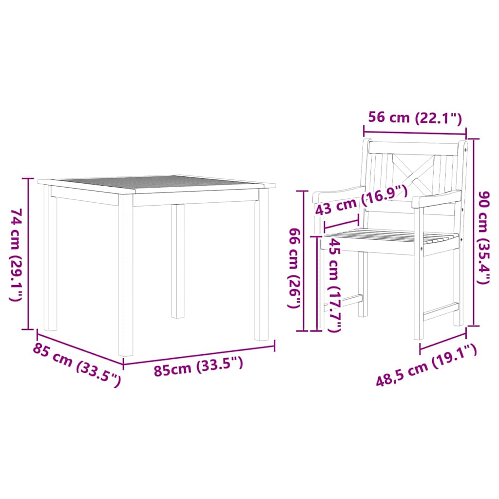 Garden Dining Set 3 pcs Brown Solid Acacia wood