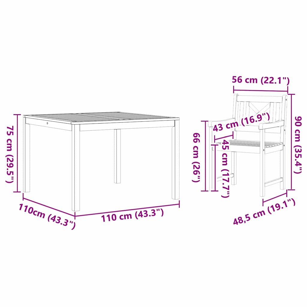 Garden Dining Set 3 pcs Brown Solid Acacia wood