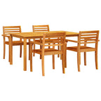 Garden Dining Set 5 pcs Brown Solid Acacia Wood
