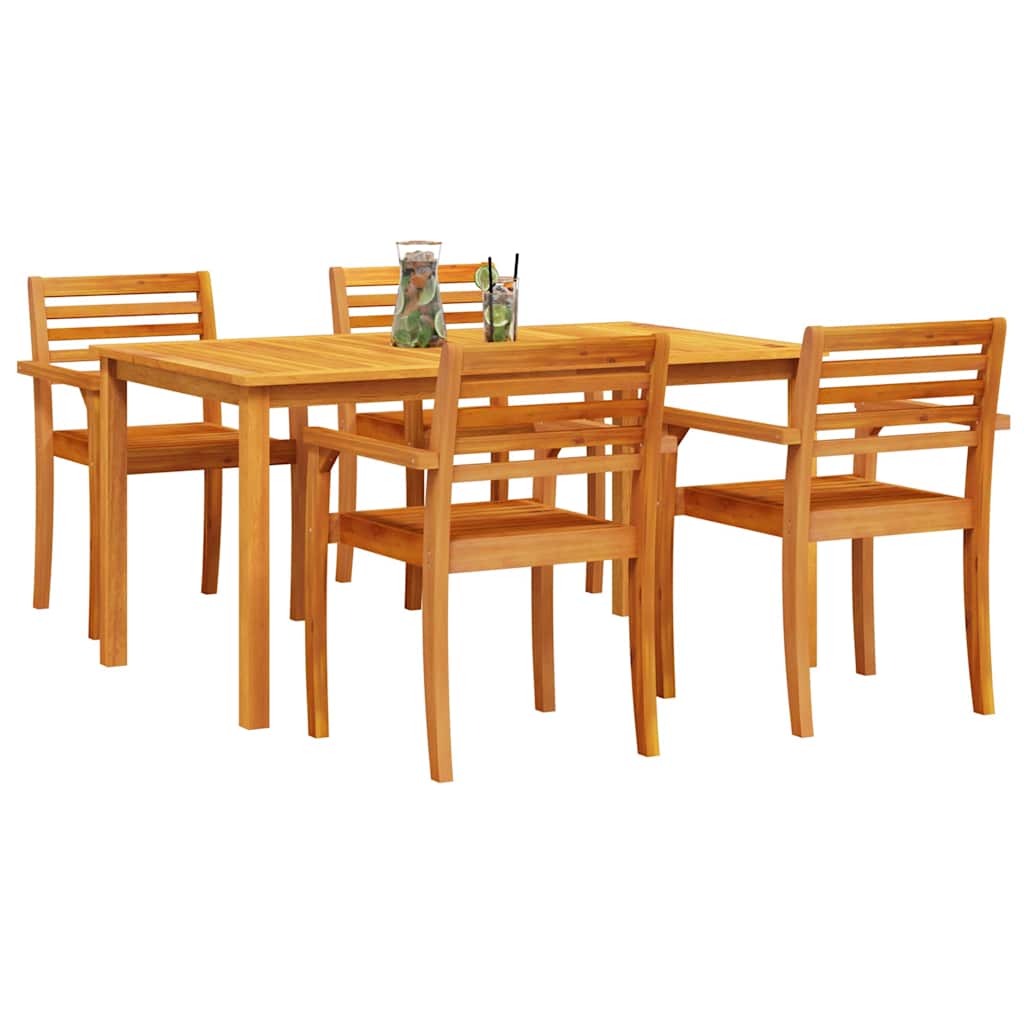 Garden Dining Set 5 pcs Brown Solid Acacia Wood