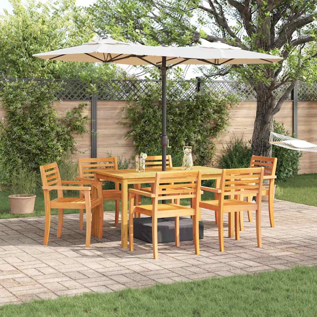 Garden Dining Set 7 pcs Brown Solid Acacia Wood