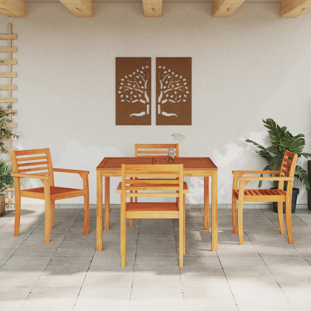 Garden Dining Set 5 pcs Brown Solid Acacia Wood