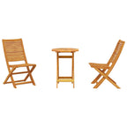Folding Bistro Set Folding 3 pcs Brown Solid Acacia Wood