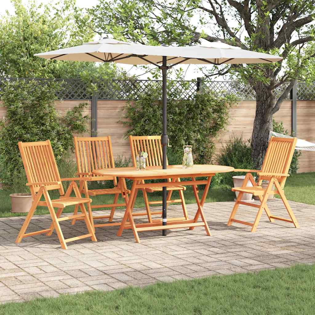 Garden Dining Set Folding 5 pcs Brown Solid Acacia Wood